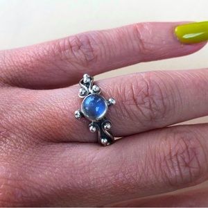Vintage Sterling silver moon stone ring marked 925 Sz 5.5